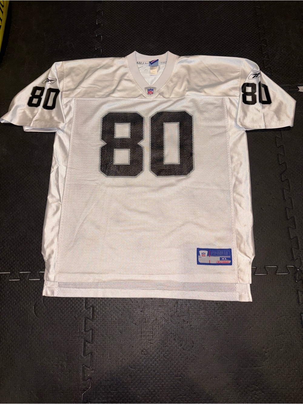 Oakland Raiders Jersey Mens XL White NFL Football Jerry Rice 80 On Field Reebok